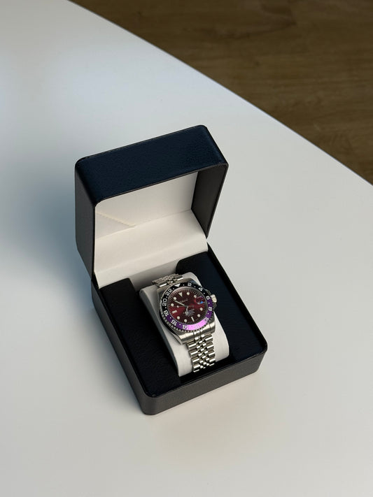 Boîte de présentation luxe pour montre – Cuir noir et intérieur blanc