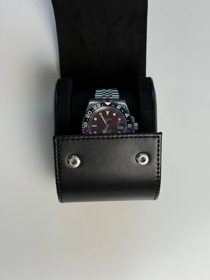 Étui de voyage luxe pour montre – Cuir noir avec intérieur velours