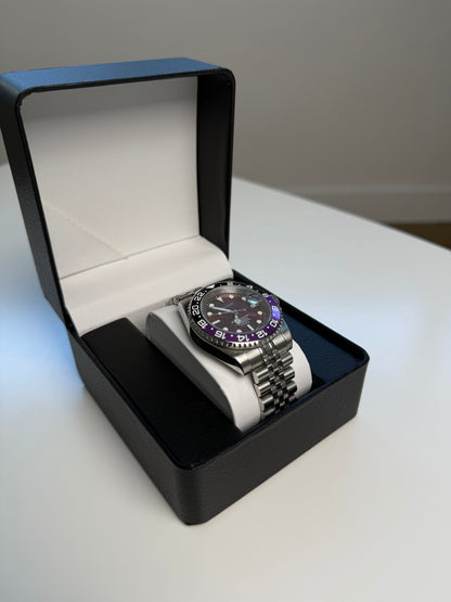 Boîte de présentation luxe pour montre – Cuir noir et intérieur blanc