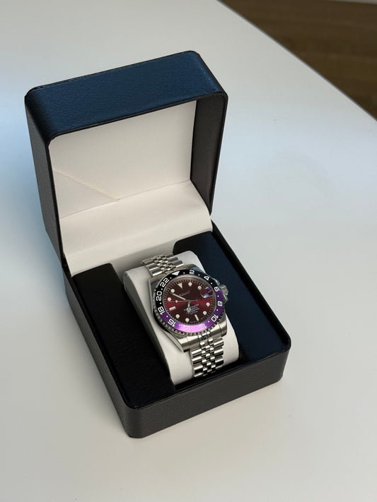 Boîte de présentation luxe pour montre – Cuir noir et intérieur blanc