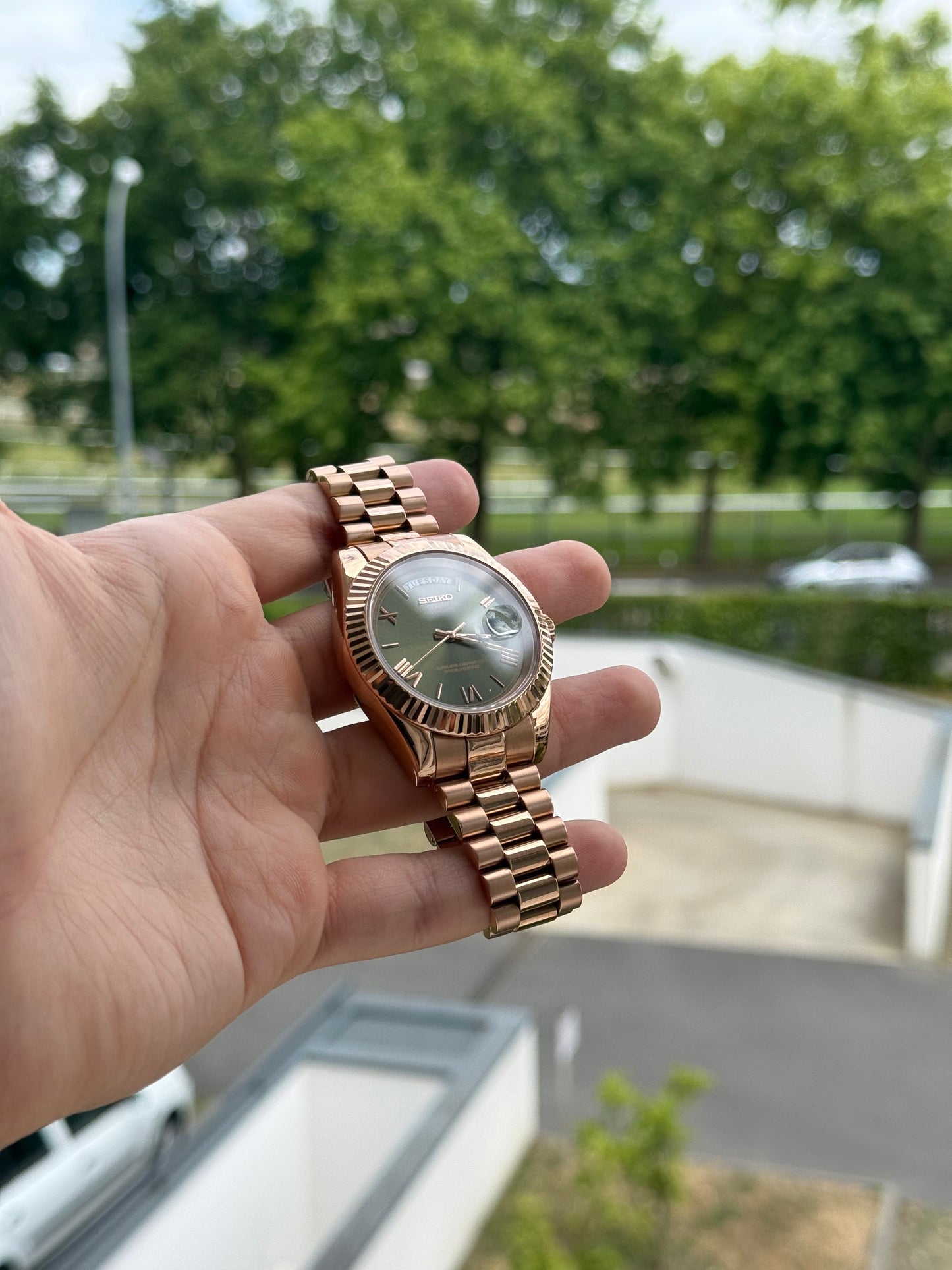 DAY DATE GREEN ROSE GOLD