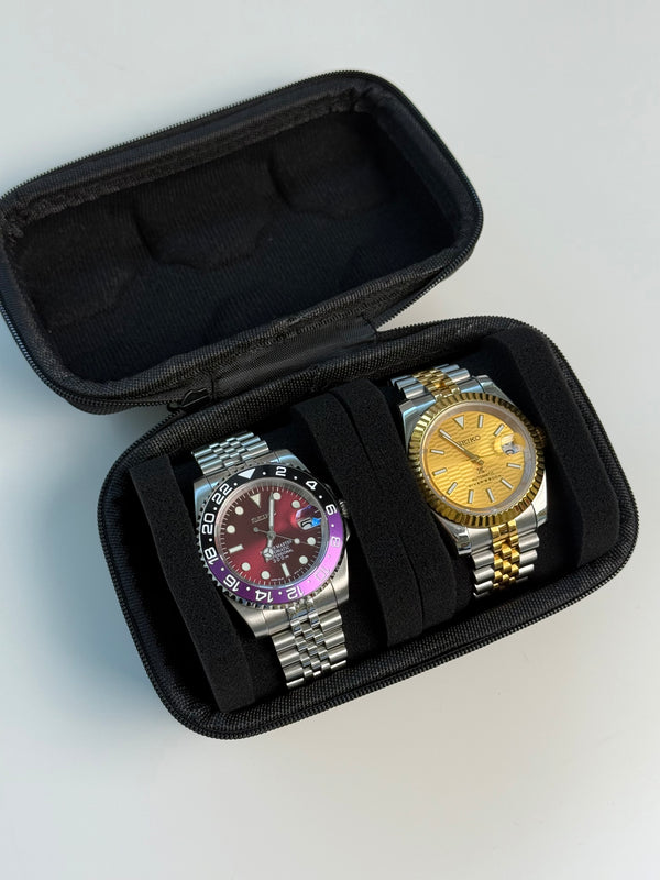 Hard Travel Case for 2 Watches – Compact and Durable (Black)