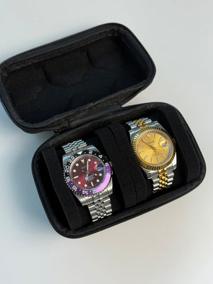 Boîte de voyage rigide pour 2 montres – Étui compact et résistant (noir)