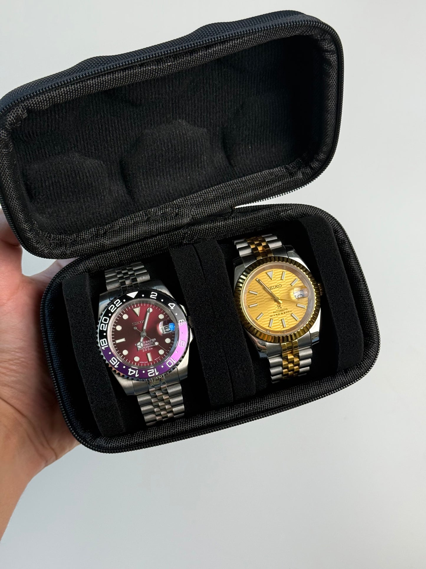 Boîte de voyage rigide pour 2 montres – Étui compact et résistant (noir)