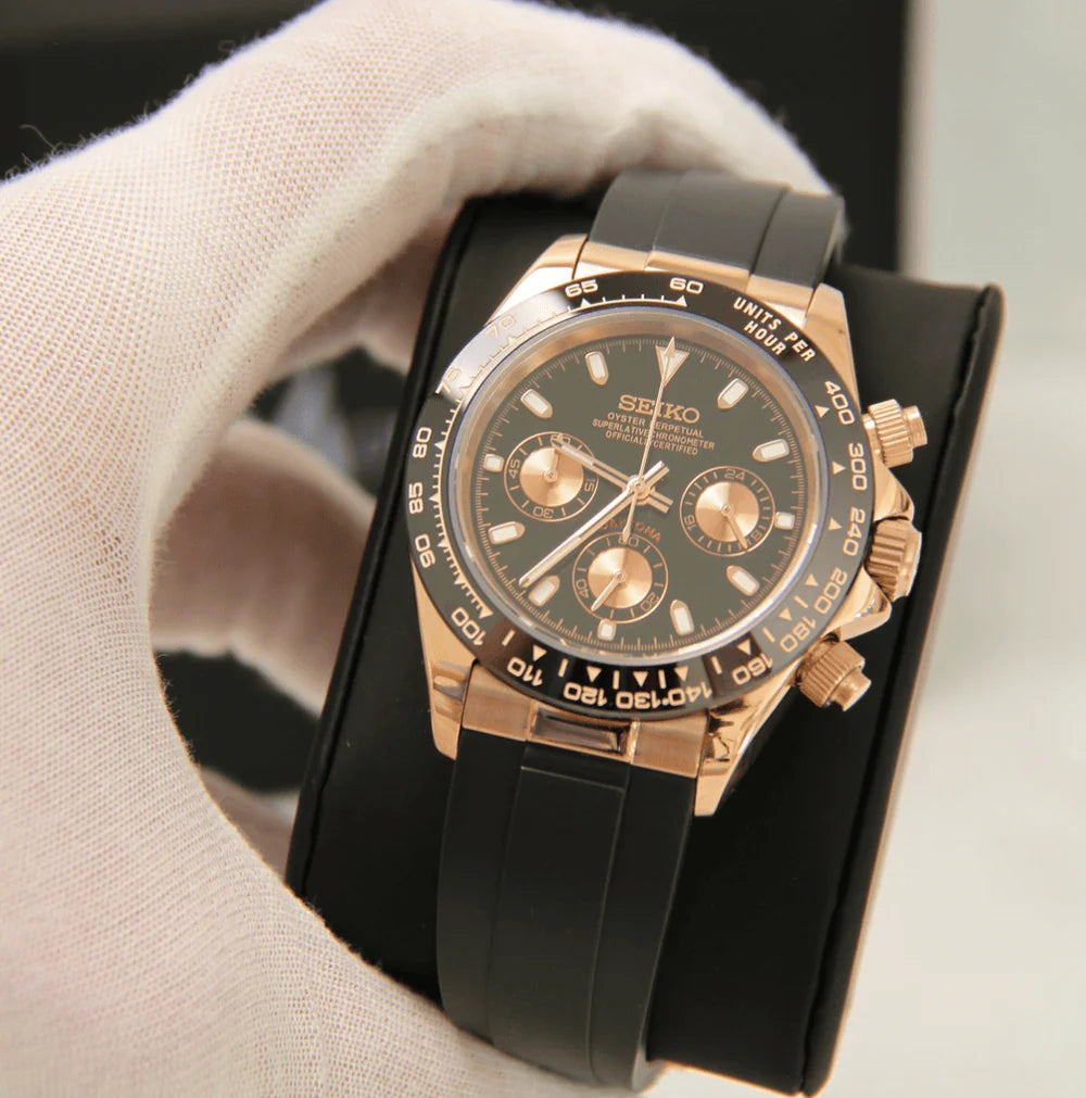 SEIKO MOD DAYTONA / OYSTERFLEX OR ROSE