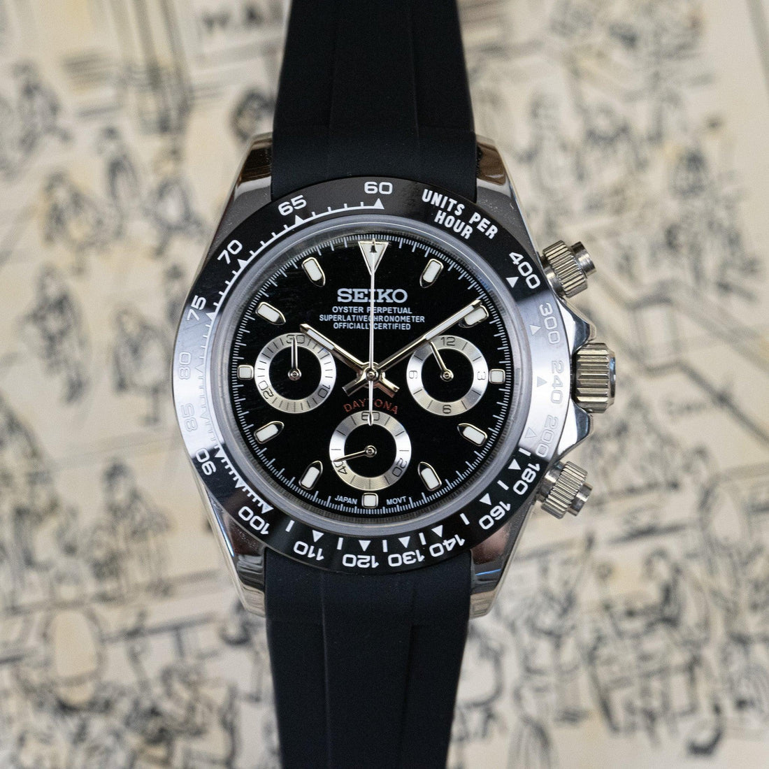 SEIKO MOD DAYTONA BLACK