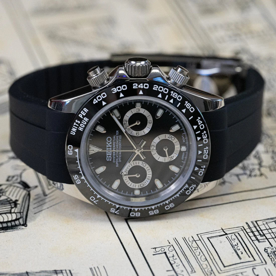 SEIKO MOD DAYTONA BLACK