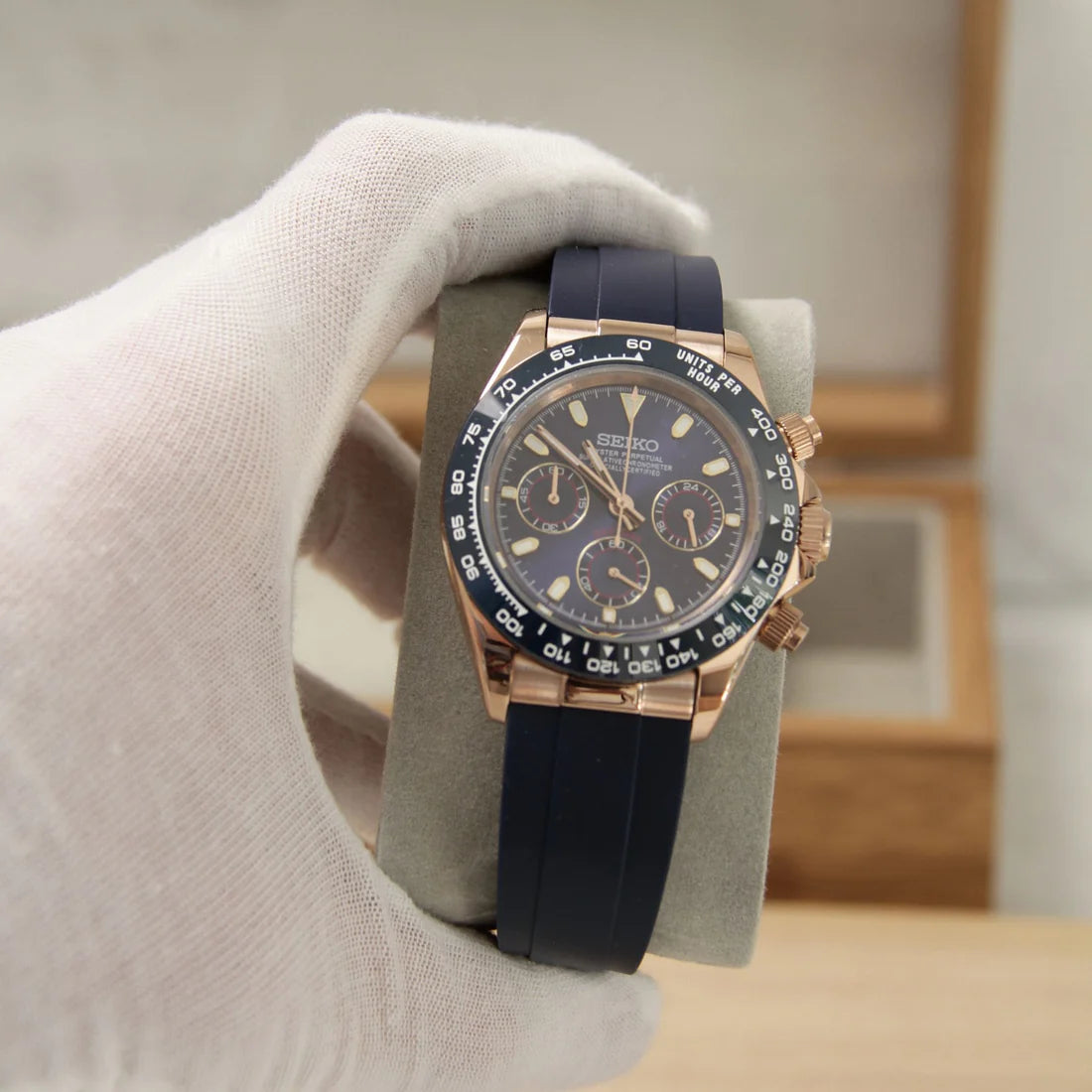 SEIKO MOD DAYTONA | OR ROSE BLEU