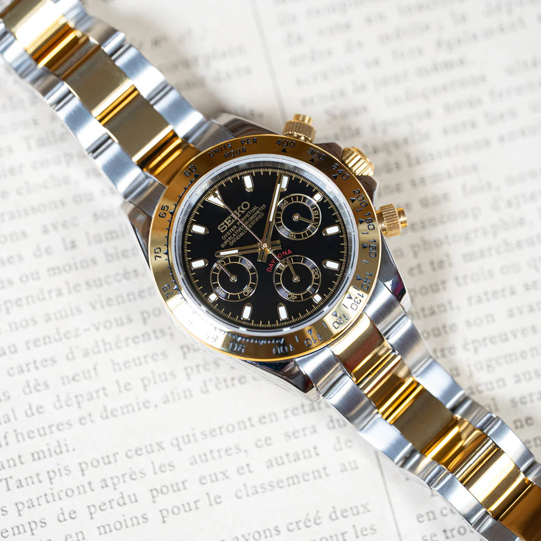 SEIKO MOD DAYTONA BLACK GOLD