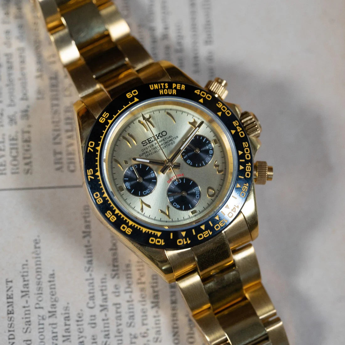 SEIKO MOD DAYTONA ARABIC GOLD