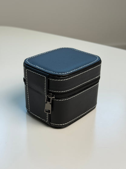 Boîte de voyage rigide pour montre – Cuir noir et intérieur velours (1 montre)